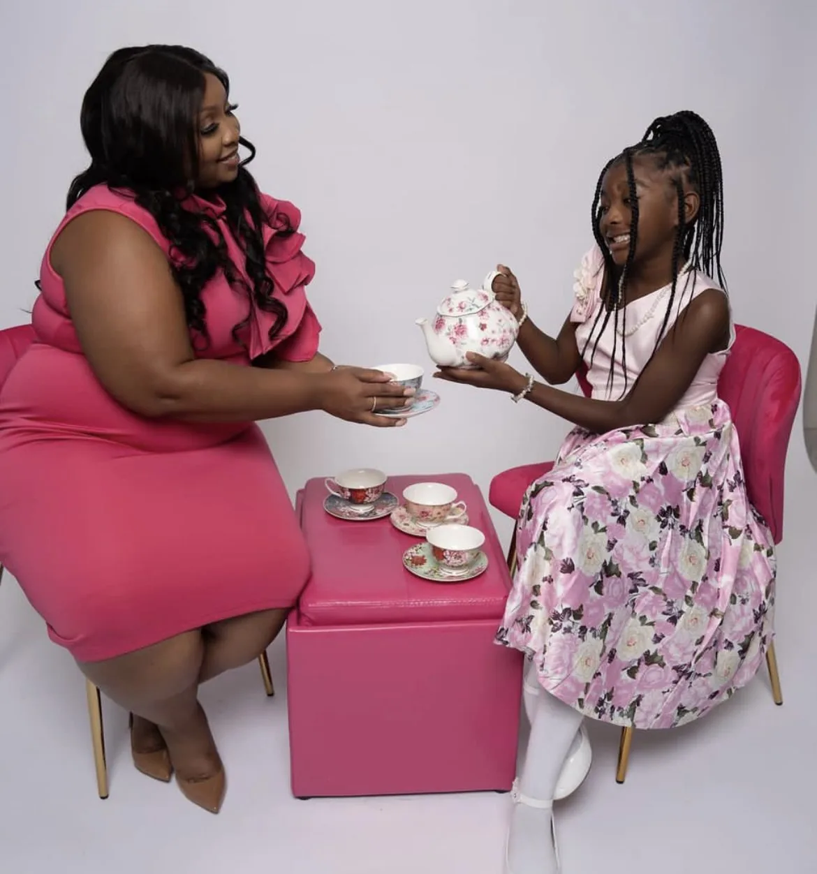 Jasmine Rose and her daughter Jaila enjoying a mother-daughter tea party