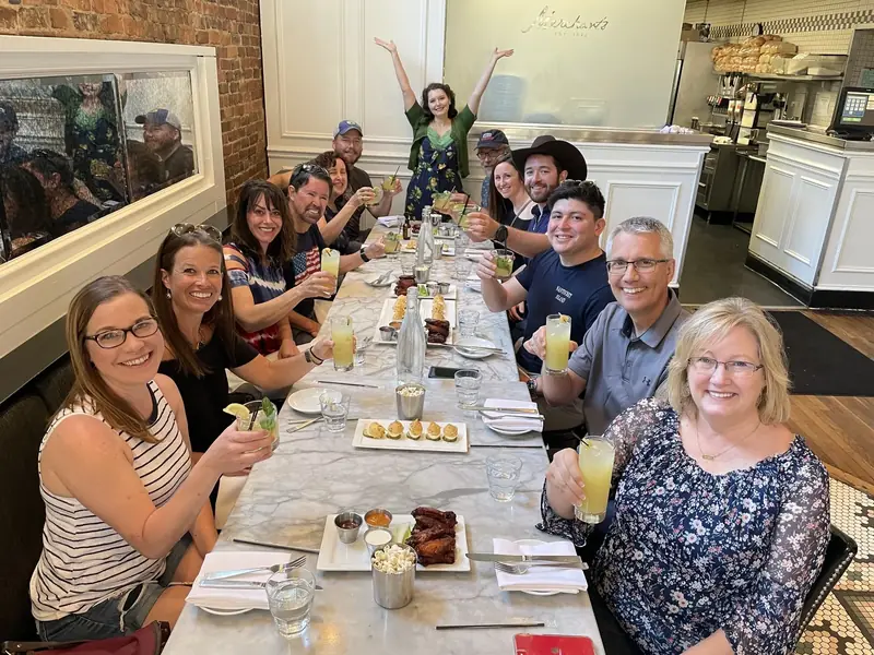 A Little Local Flavor food tour group at Merchants Restaurant in downtown Nashville