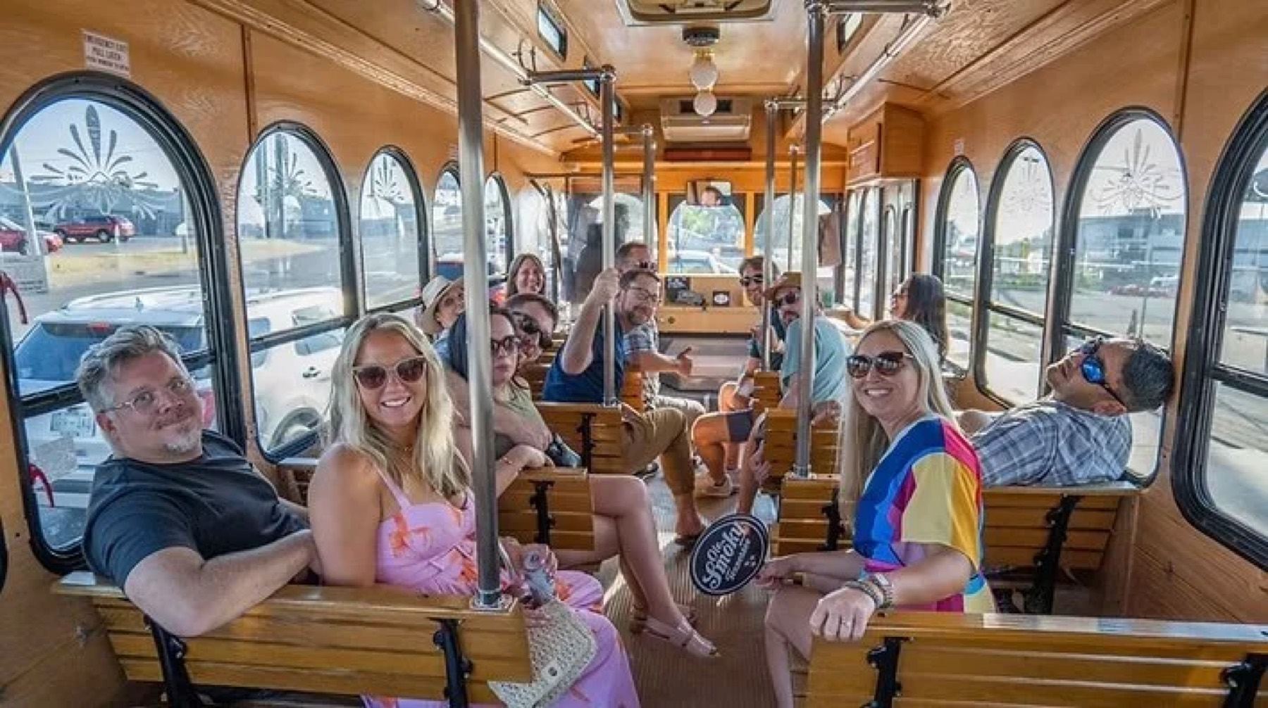 Music City Brew Hop group on the trolley in Nashville