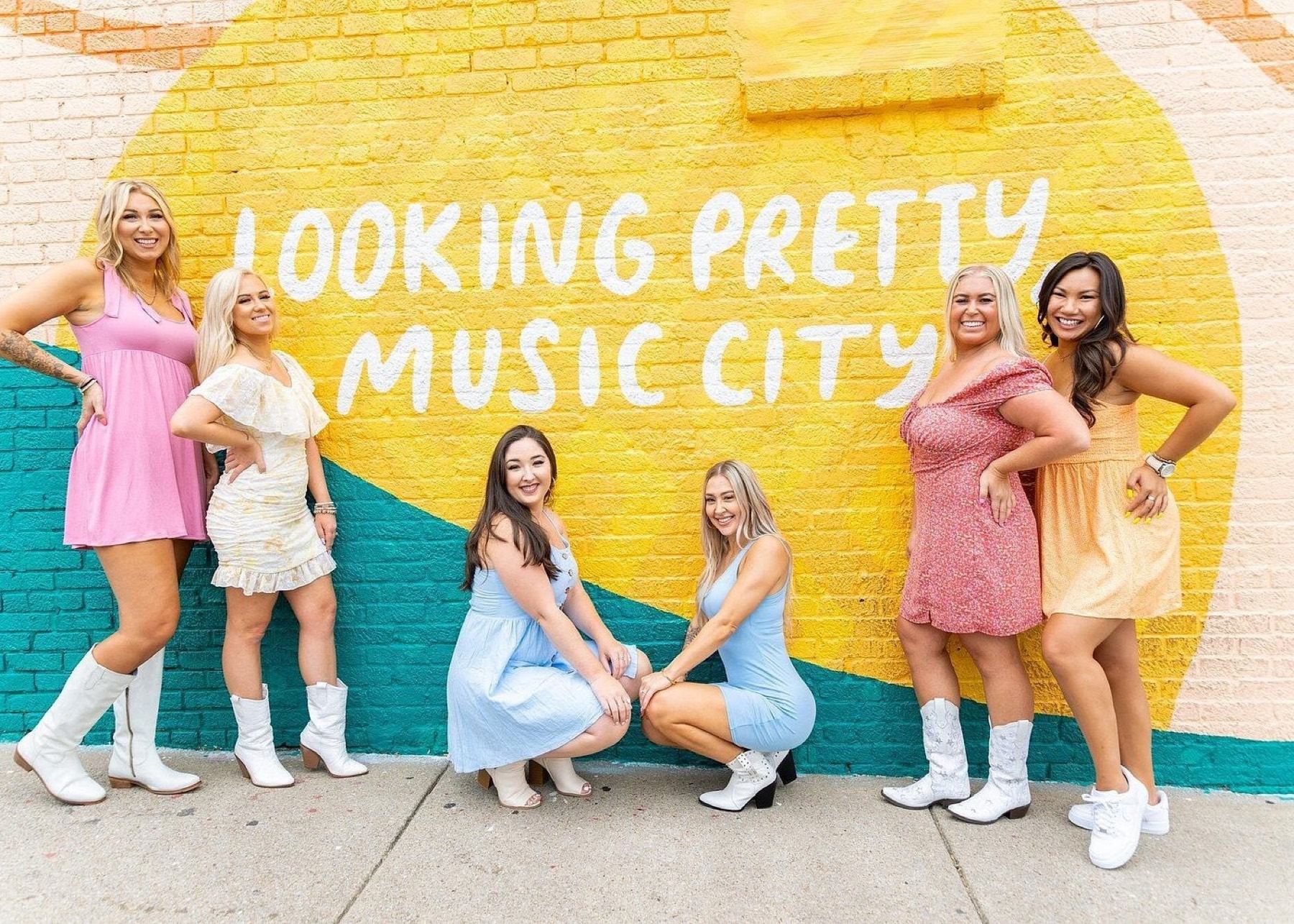 A girls group on the Murals and Mimosas tour in Nashville